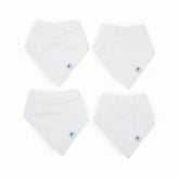 Little Unicorn bandana bibs in white front view showing absorbent cotton.