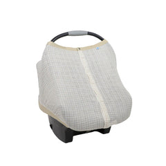 Little Unicorn breathable car seat canopy with magnetic closure provides privacy and weather protection.