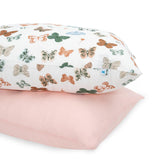Little Unicorn butterflies 2-pack pillowcase front view for cozy sleep.