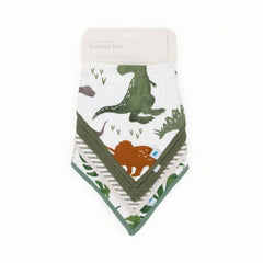 Little Unicorn Dino Friends bandana bib adjustable snaps show growth-friendly fit.