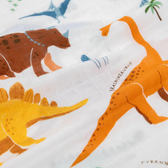 Little Unicorn dino names pillowcase muslin weave reveals breathable fabric reducing overheating