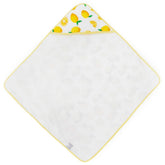 Little Unicorn lemon hooded towel exterior material shows soft cotton muslin for newborn drying.