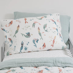 Little Unicorn Mermaid Party fabric detail highlights breathable moisture-wicking muslin