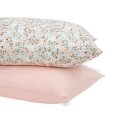 Little Unicorn Standard Pillowcase Petal Press 2-pack closeup shows ultra-soft muslin texture for cozy sleep