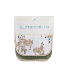 Little Unicorn Premium Classic Bib 3-pack adjustable snaps-on baby for growing comfort during meals.