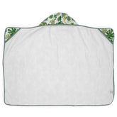 Little Unicorn premium hooded bath towel tropical leaf front view shows absorbent fabric and cozy design