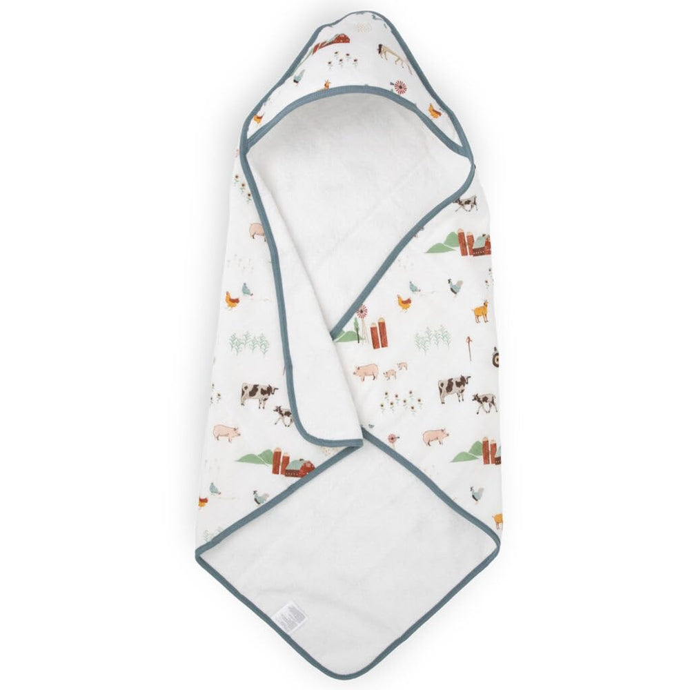 Little Unicorn premium infant hooded towel wrapped baby after bath for cozy warmth.