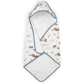 Little Unicorn premium infant hooded towel wrapped baby after bath for cozy warmth.