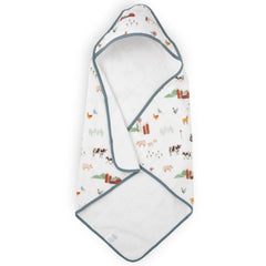 Little Unicorn premium infant hooded towel wrapped baby after bath for cozy warmth.