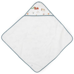 Little Unicorn hooded towel close-up shows plush terry interior for gentle drying.