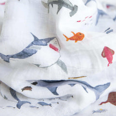Closeup of soft breathable cotton fabric from Little Unicorn.