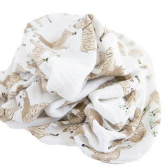 Little Unicorn swaddle fabric close-up muslin texture soft durable weave.