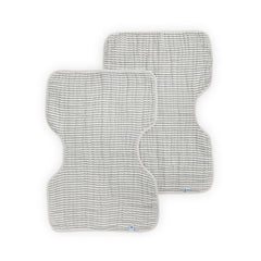 Little Unicorn burp cloth grey stripe front view highlighting ultra-absorbent fabric for messes