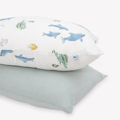 Little Unicorn pillowcase whales soft-closeup highlights premium softness for cozy sleep.