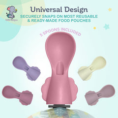 Little Whispers Blossom 5pack snap-on use shows quick feeding without spills.