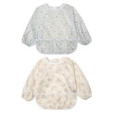 Little Dimsum yellow rabbit full-sleeved bib protects outfits with large pocket for meals