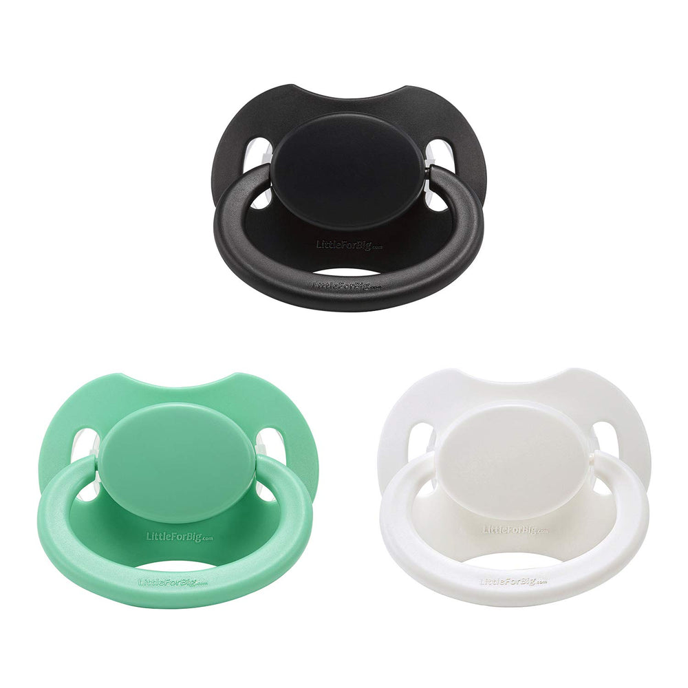 Littleforbig Bigshield Gen-II black pacifier front view for soothing comfort