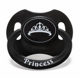 Littleforbig Bigshield Gen-II pacifier with princess crown pattern in black for stylish adult-sized comfort