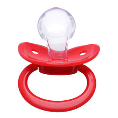 LittleForBig BigShield red pacifier close-up emphasizing easy grip and soothing feel