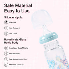 LittleForBig borosilicate glass bottle offers durable, BPA-free sipping experience.