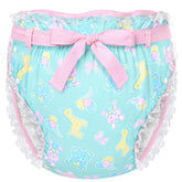 Littleforbig Silky Adult Ribbon Omutsu wrap pattern closeup showing fade-resistant Baby Parade print for daily style.