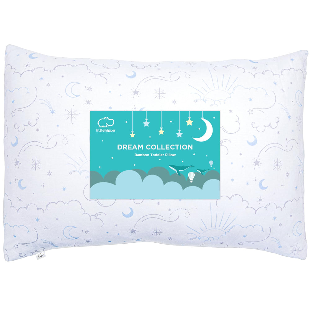 LittleHippo Celestial toddler pillow 13x18 with bamboo-derived cover for gentle, breathable comfort.