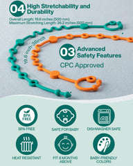 LittleHugs pacifier clip with teether attachment helps quick pacifier retrieval.