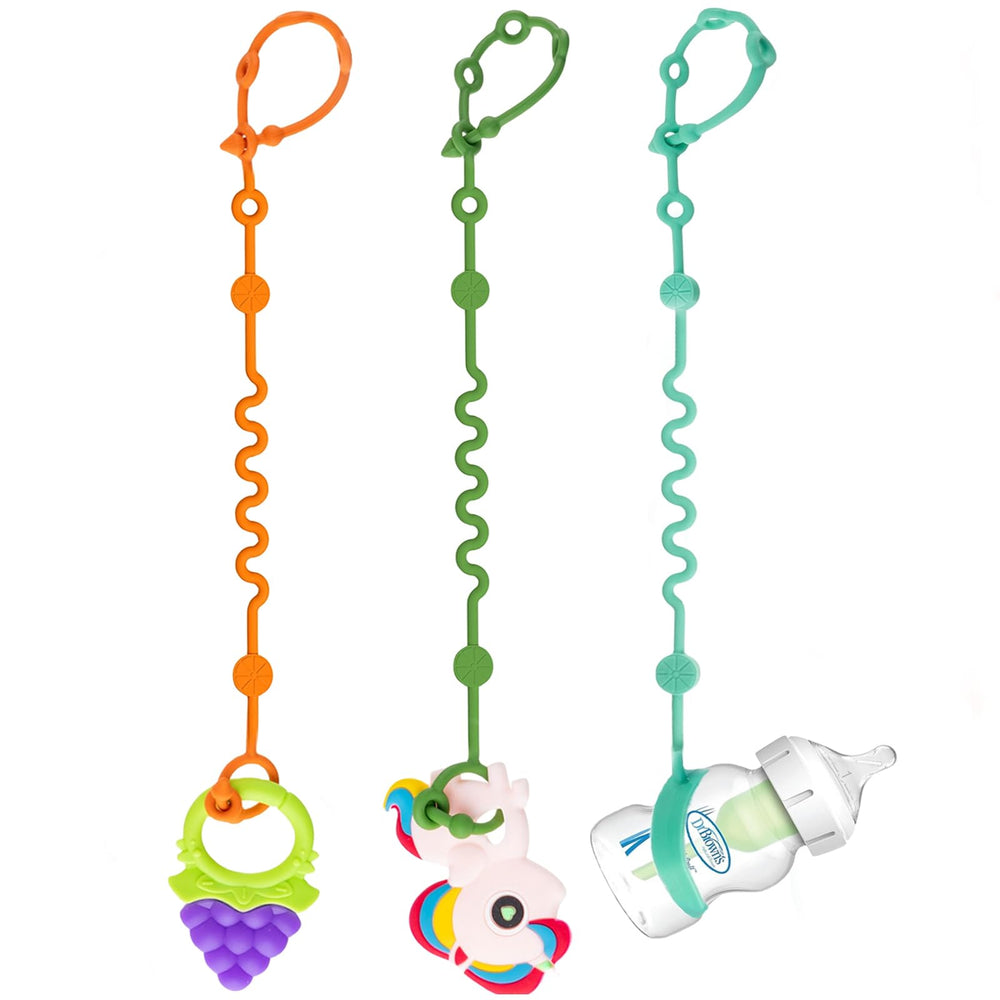 LittleHugs toy straps stroller clip set keeps essentials within reach during walks.