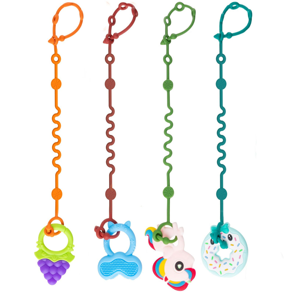 LittleHugs Toy Straps stroller clip keeps toys secure during outings.