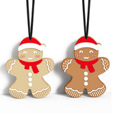 LittleLamb Christmas chew necklace gingerbread-man pendant closeup for calming sensory relief.
