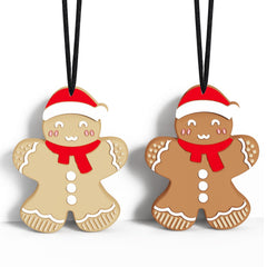 LittleLamb Christmas chew necklace gingerbread-man pendant closeup for calming sensory relief.