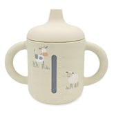 Little Rawr beige stage-one infant sippy cup easing bottle transition with soft silicone.