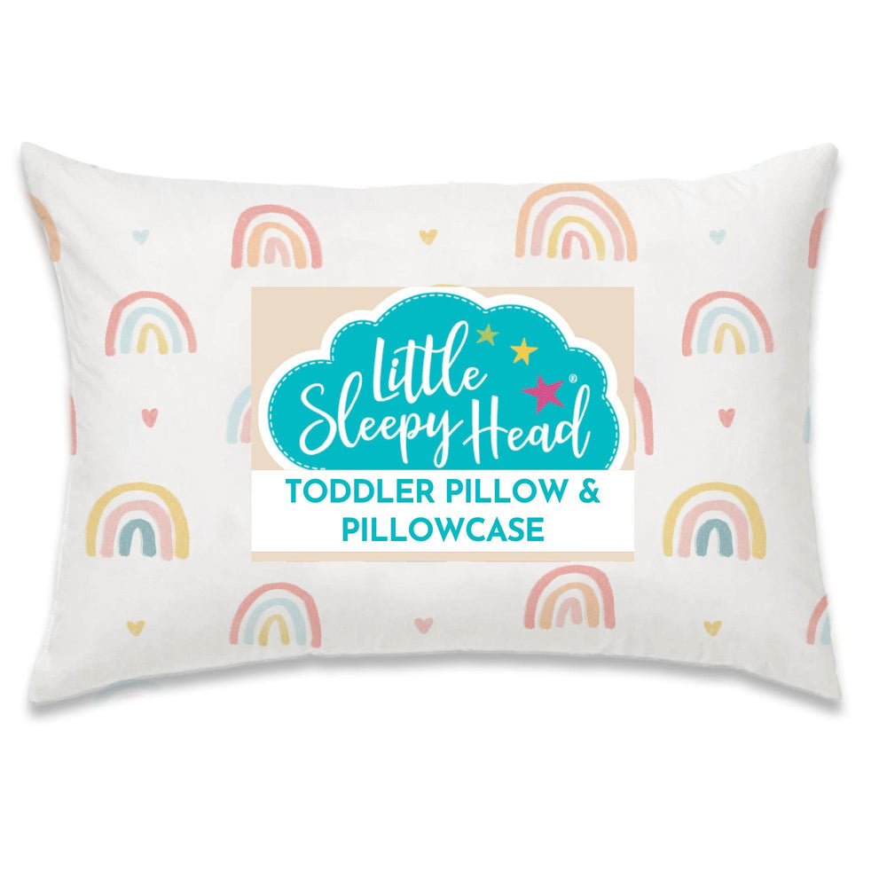 Little Sleepy Head toddler pillow 13x18 rainbow design supports comfortable neck alignment for kids.