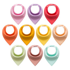 Little Tots bandana bibs pack front view showing absorbent cotton layer keeps baby dry.