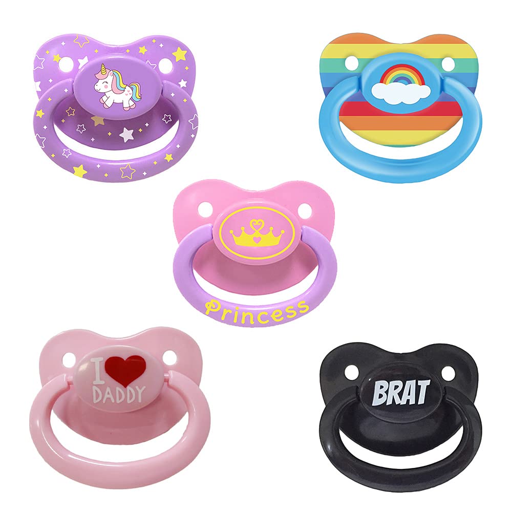 Littletude adult pacifier 5-pack variety with large shield and teat supports relaxation and sleep.