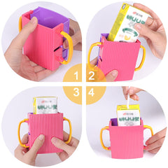 LIUHUIZEYU juice box holder no-spill design prevents drips