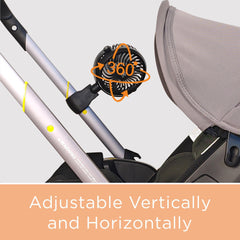 liuliuby baby stroller fan in use during a sunny walk.