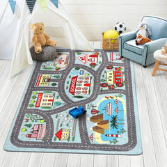 LIVEBOX kids rug car-track design promotes imaginative play and motor skills