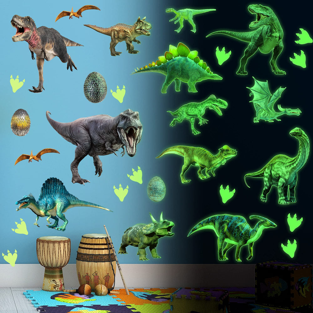 LiveGallery dinosaurs wall decal glow in the dark shines softly for bedtime ambience