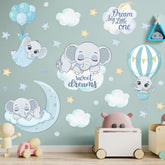 LiveGallery elephant-moon-cloud wall decal creates dreamy bedtime scenery