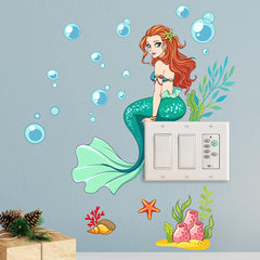 LiveGallery glow in the dark mermaid decals on smooth wall in playroom