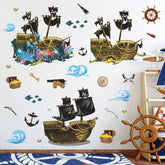 LiveGallery pirate ship wall sticker shows a detailed ship and waves for kids’ room decor