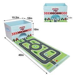 Livememory Toy Cars Garage Box sky blue interior demonstrates spacious storage for small toy collections.