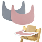 LLHQAMT Tripp Trapp placemat gray-pink set laid flat protects the tray during meals.