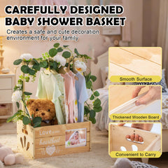 LLMQ baby shower basket wooden durability highlights sturdy construction for long-term use