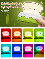 L LOHAS LED toaster night light in warm mode emits a soft relaxing glow.