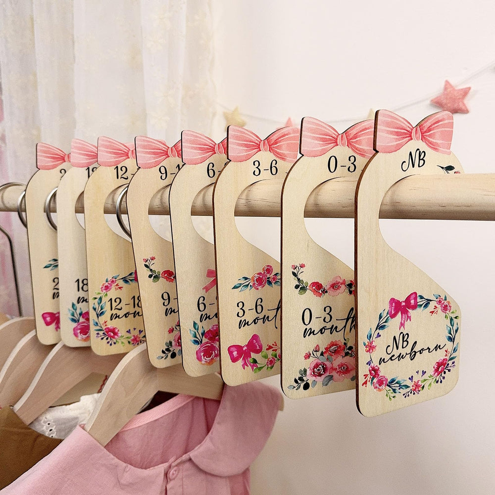 LLUFO baby closet dividers 8pcs wooden set helps keep newborn outfits neatly organized