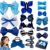 LMYMHMLM 18pcs blue hair bows with alligator clip for secure styling.