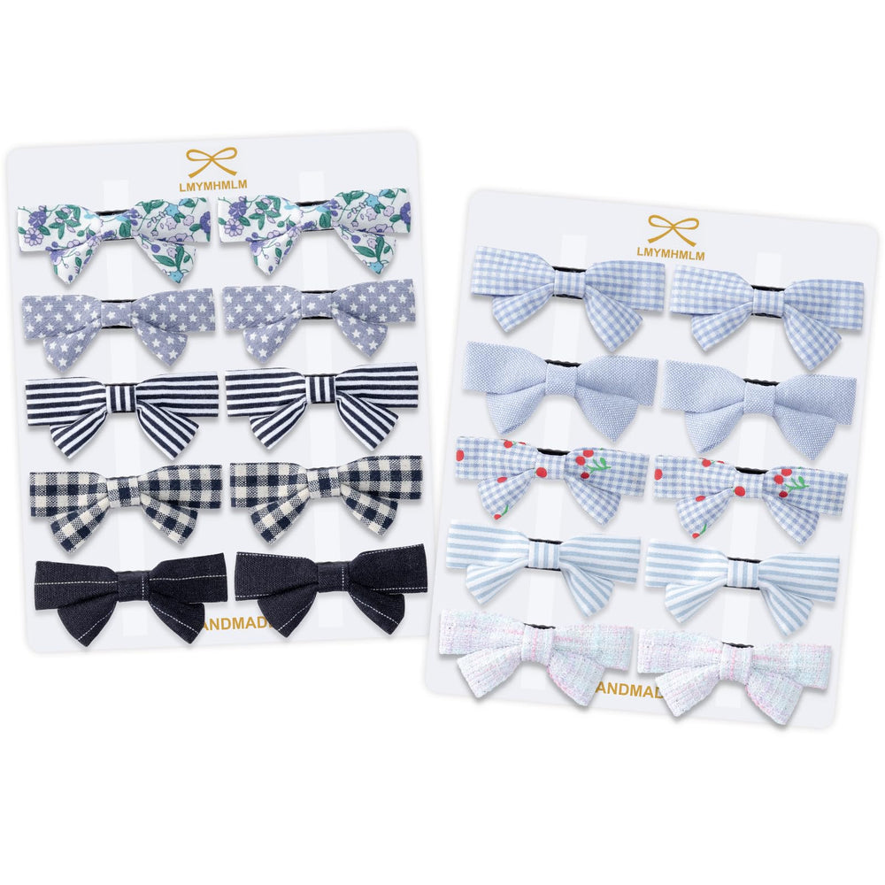 LMYMHMLM 20pcs blue and navy baby bows for daily outfits and gentle hold.