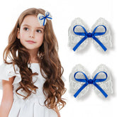 LMYMHMLM blue lace bow alligator clip for daily wear